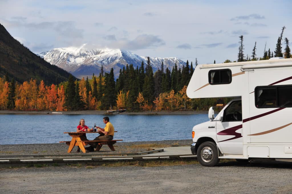 Couple picnicing, RV, Kathleen Lake Campground day use area