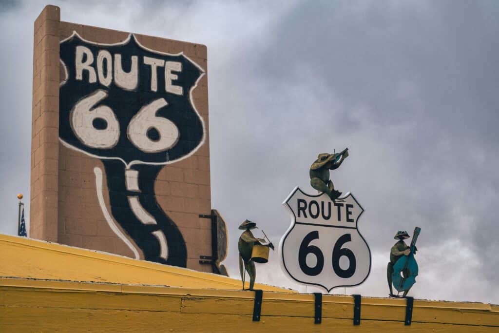Route 66-bord langs de historische route